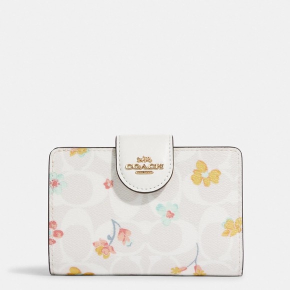 Coach Handbags - New Coach Medium Corner Zip Wallet In Signature Canvas With Mystical Floral